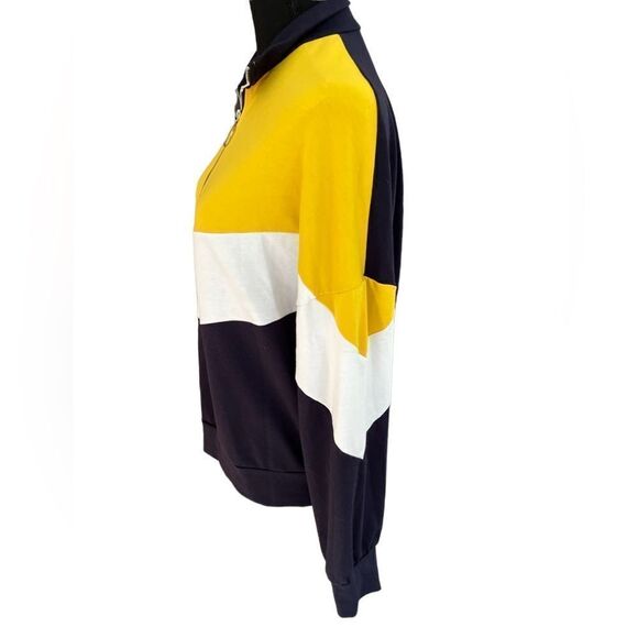 Shein color block 1/4 zip long sleeved sweatshirt with French terry lining sz M. - Picture 2 of 4